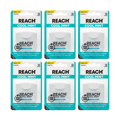 REACH Cool Mint Dental Floss 6-pack 55 yd on white background
