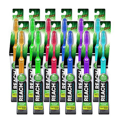 Pack of Reach Crystal Clean Soft Toothbrushes in assorted colors (12 count)