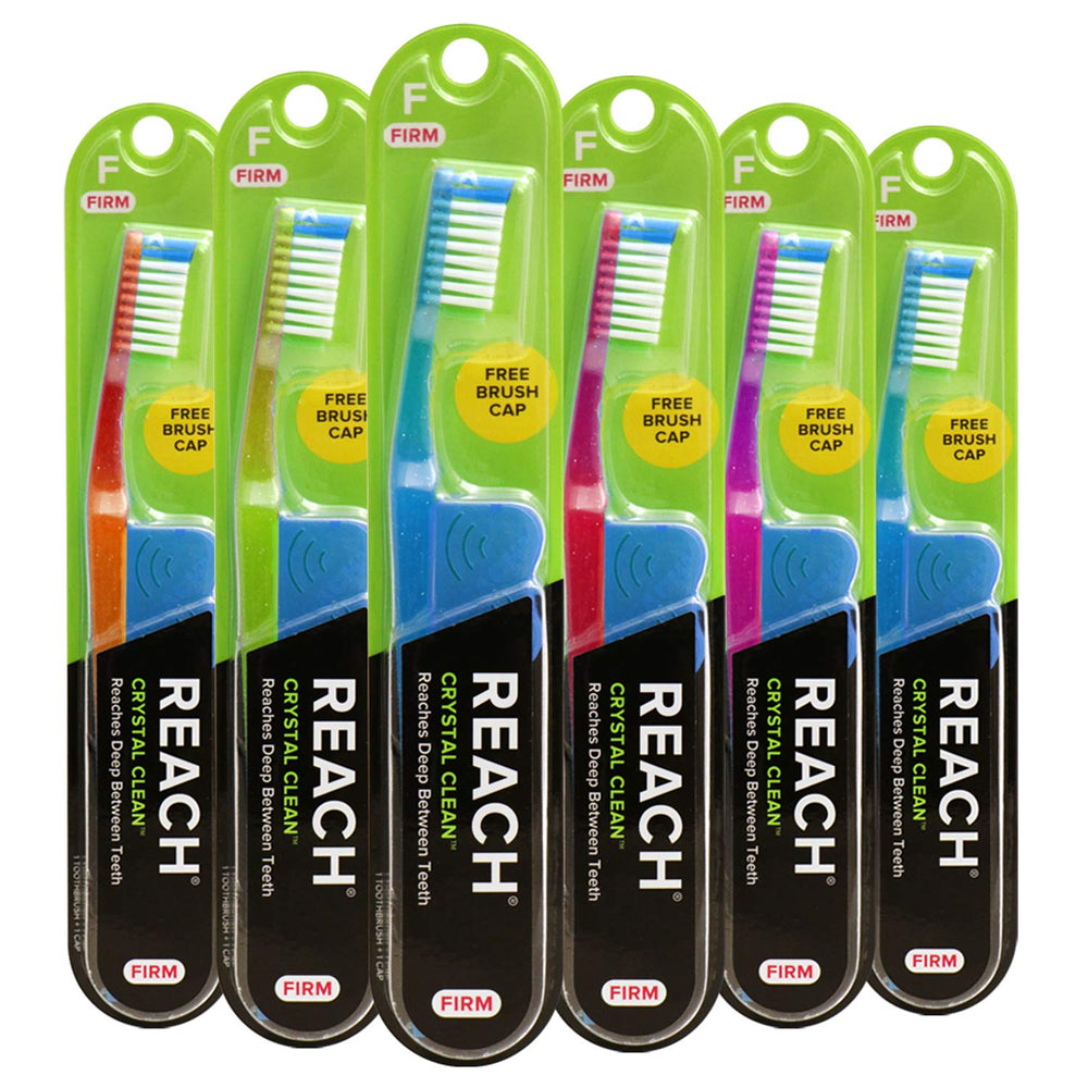 Front view of Reach Crystal Clean Toothbrush Pack of 6