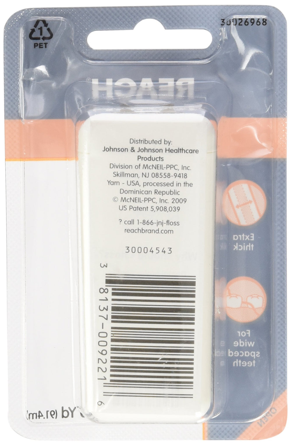 Pack of 4 Reach Dentotape waxed dental floss, 100 yards each