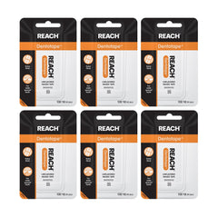 Reach Dentotape Waxed Dental Floss Tape 100 yd in a 6-pack box