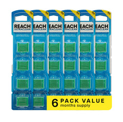 Box and pack of REACH Ultraclean Access Flosser Refill Heads, Mint flavor, 28-count, 6-pack