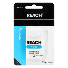 Reach Unflavored Waxed Dental Floss 55 yards, pack of 6, front view