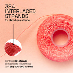 Shred-resistant floss with 384 interlaced strands