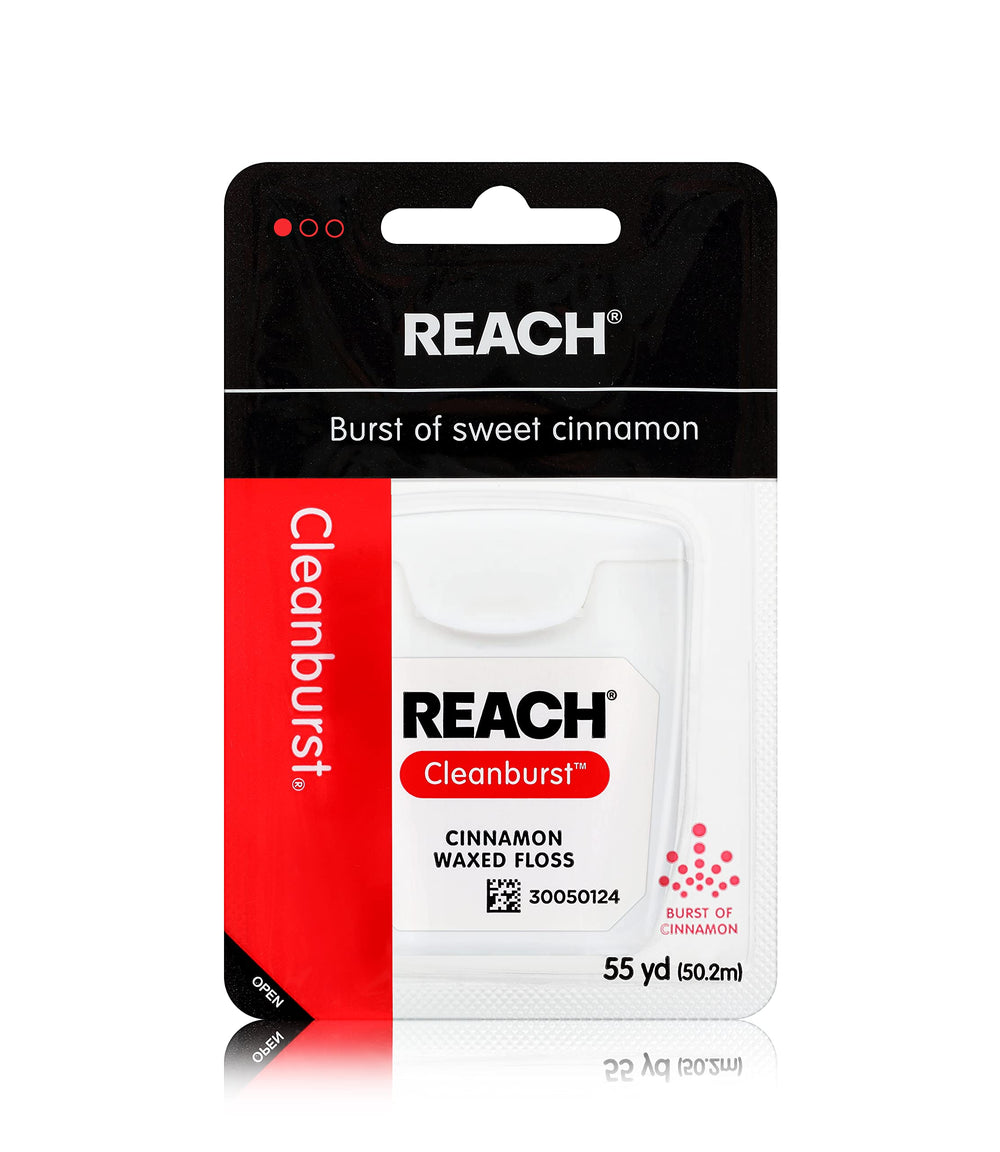 Reach Waxed Dental Floss Cleanburst Cinnamon packaging front