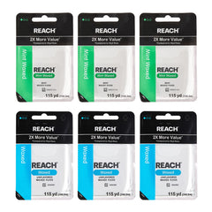 REACH Waxed Dental Floss Mint 115 yd 6-pack packaging