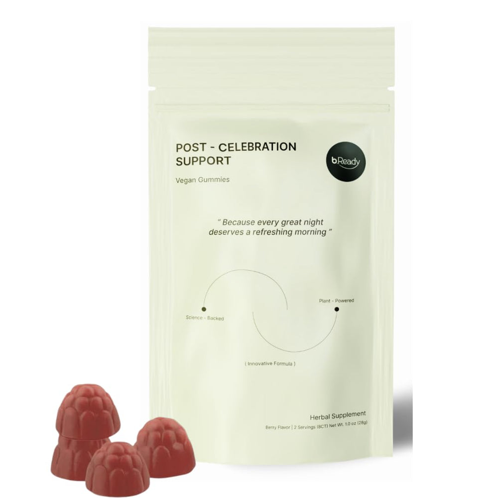 Bottle of b.Ready Morning Recovery Gummies in Strawberry flavor