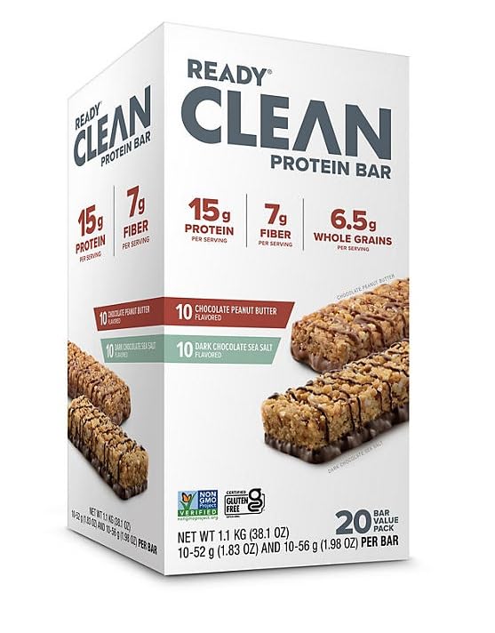 Ready Nutrition CLEAN Bar variety-pack image showing 20 bars for lean muscle support and sustained energy.