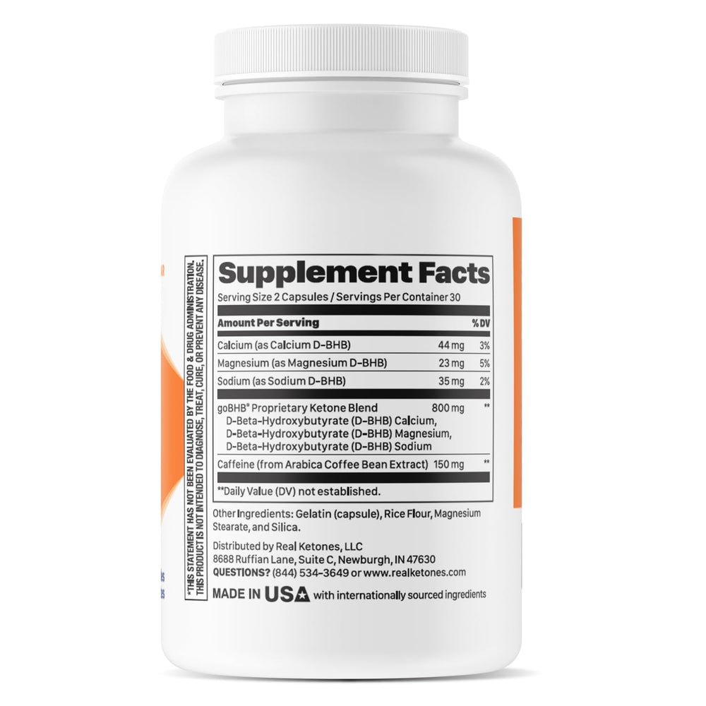 Real Ketones Keto BHB salts capsules electrolyte blend supports hydration and mineral balance during activity.
