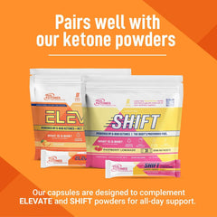 Real Ketones Keto BHB salts capsules label detail highlights ingredients and clean energy profile.