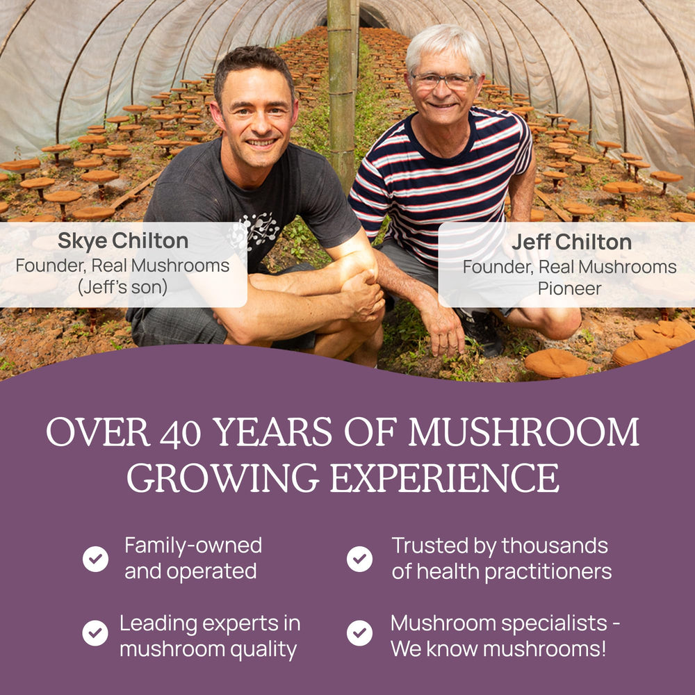 Made in the USA Real Mushrooms Chaga capsules label