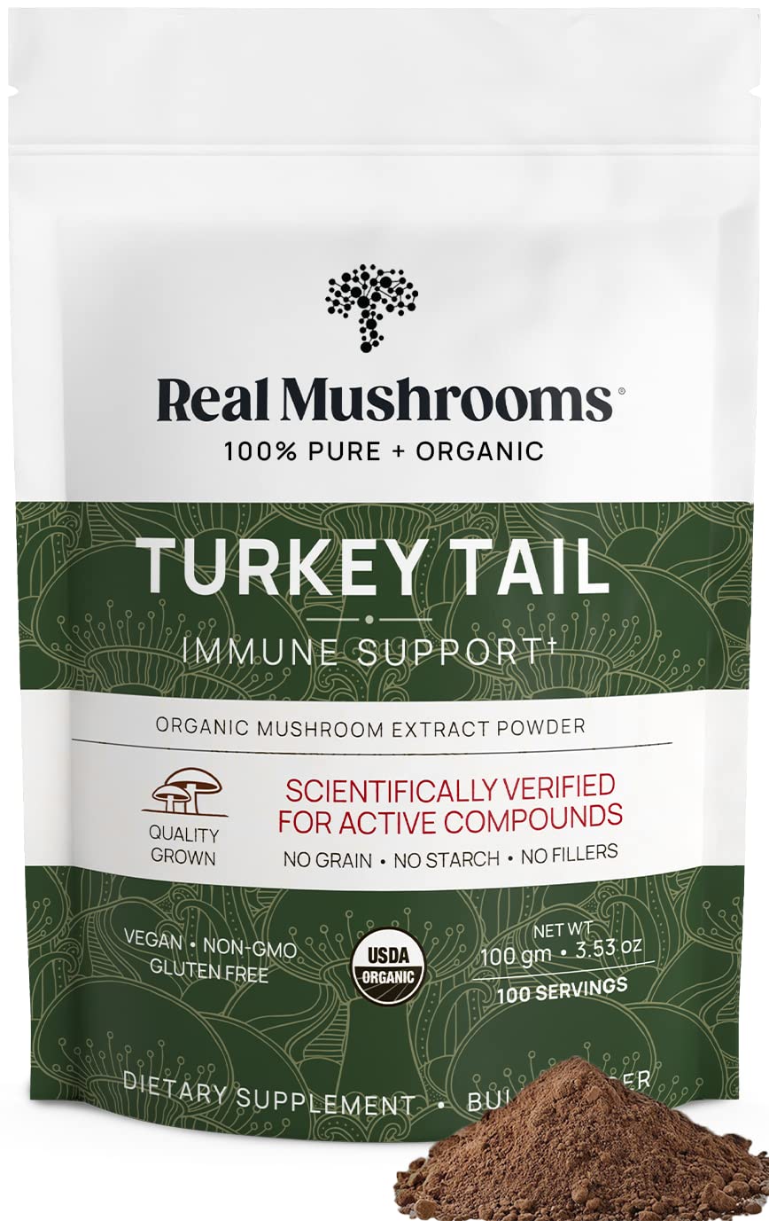 Real Mushrooms Turkey Tail Powder bottle with label