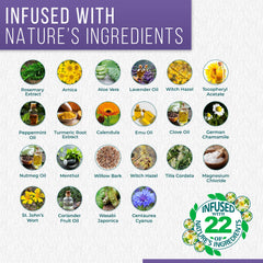 Illustration of relaxation ingredients: melatonin, lavender, and magnesium