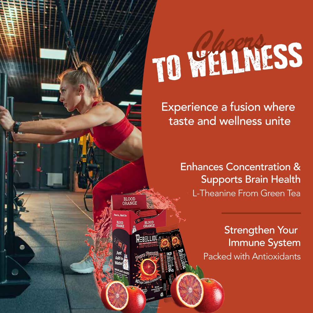 Rebellious Blood Orange Drink Mix on-the-go is perfect for travel and gym.