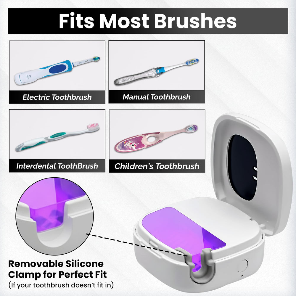 Universal compatibility with electric and manual toothbrushes.