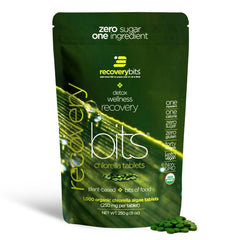 RECOVERYbits Organic Chlorella tablets in bottle