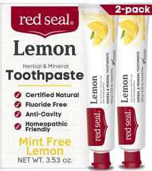 Red Seal Lemon Toothpaste bottle and packaging on white background