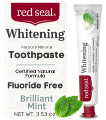 Front packaging of Red Seal Mint Fluoride Free Whitening Toothpaste