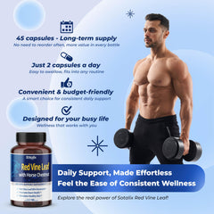 Label close-up of Red Vine Leaf and Horse Chestnut bottle