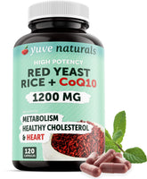 Bottle of Red Yeast Rice 1200 mg with CoQ10 capsules