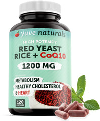 Bottle of Red Yeast Rice 1200 mg with CoQ10 capsules