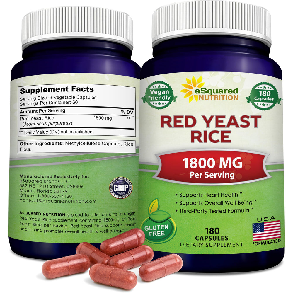 Bottle of Red Yeast Rice 1800mg capsules
