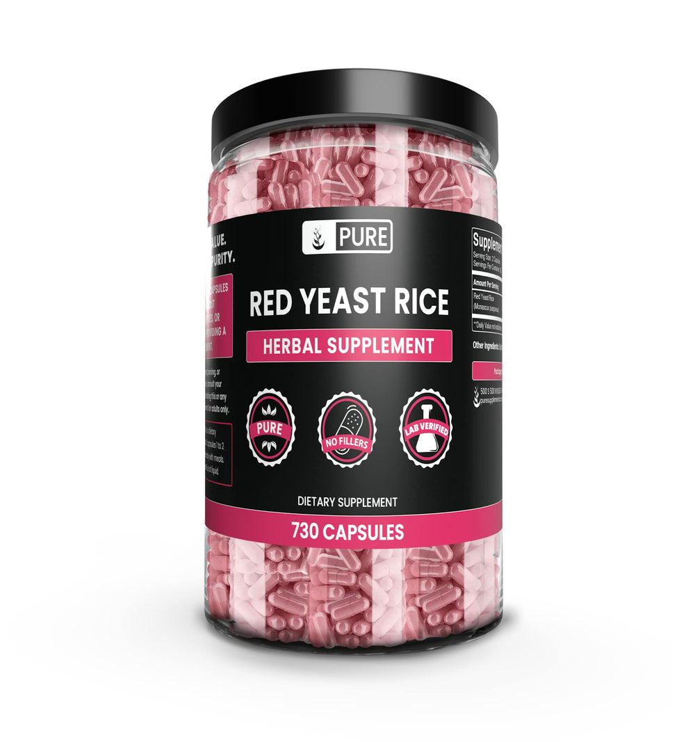 Red Yeast Rice capsules in a bottle