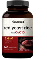 Red Yeast Rice with CoQ10 240 Veggie Capsules bottle on white background