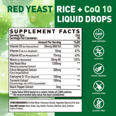 Two-ounce bottle showing 30 servings of red yeast rice drops