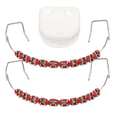 1 Pack Fake Braces red with metal wires and brackets – front view