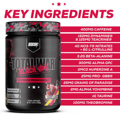 REDCON1 Total War Black Ops serving size guideline on the label.