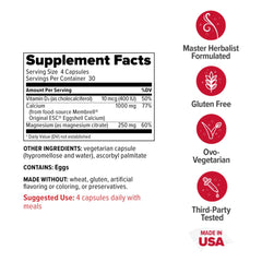 Redd Remedies Calcium Mag + D egg-shell calcium ingredients highlight a natural calcium source