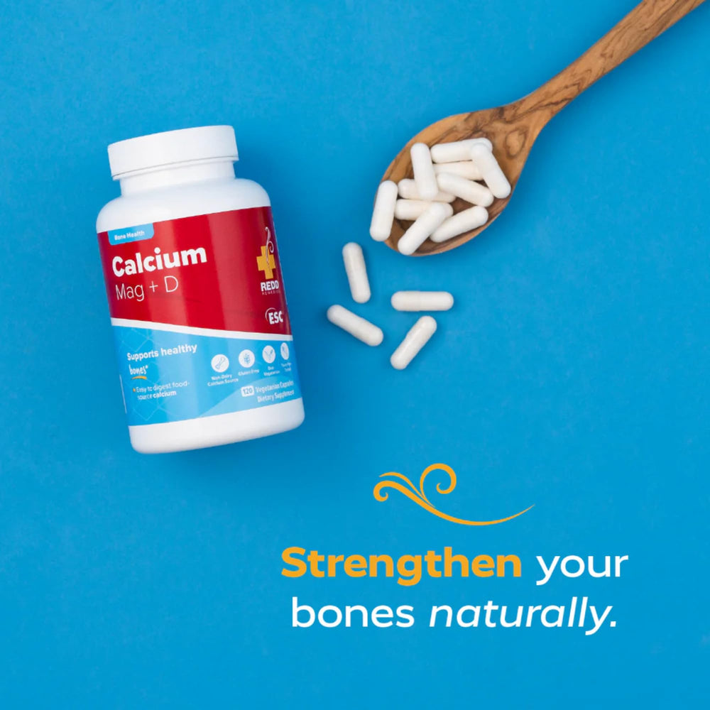 Redd Remedies Calcium Mag + D ovo-vegetarian label indicates egg-free calcium formula