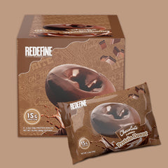 REDEFINE Chocolate Protein Donut serving plate presents a satisfying post-workout snack.