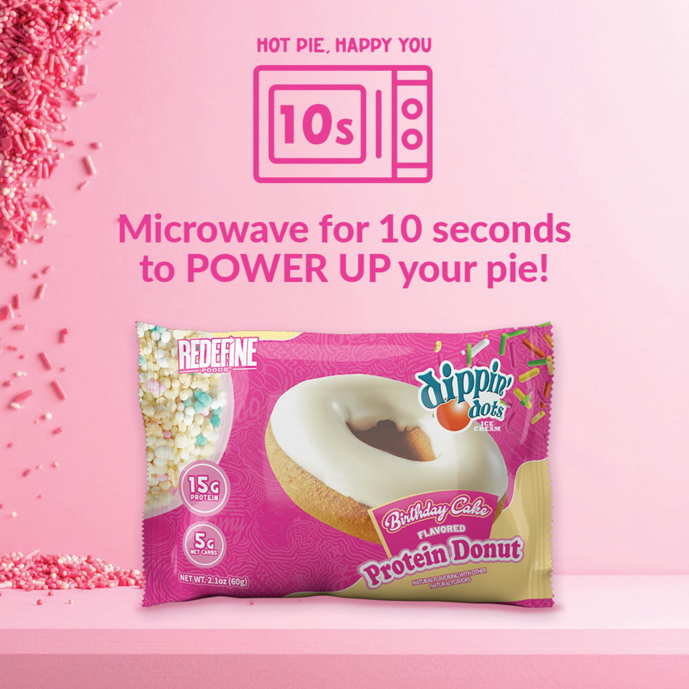 REDEFINE Dippin' Dots Protein Donut soft frosting close-up for dessert-like satisfaction