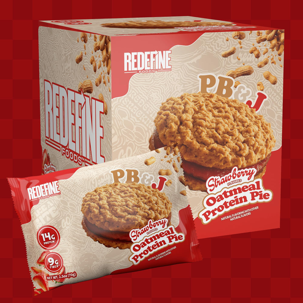 REDEFINE Oatmeal Protein Pie nutrition label closeup highlights protein and fiber