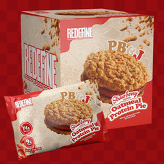 REDEFINE Oatmeal Protein Pie nutrition label closeup highlights protein and fiber