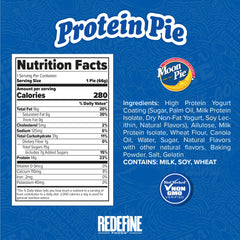 REDEFINE Protein Pie MoonPie Vanilla box detail emphasizes compact packaging