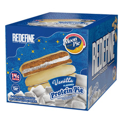 REDEFINE Protein Pie MoonPie Vanilla pack shot highlights eight-pack convenience