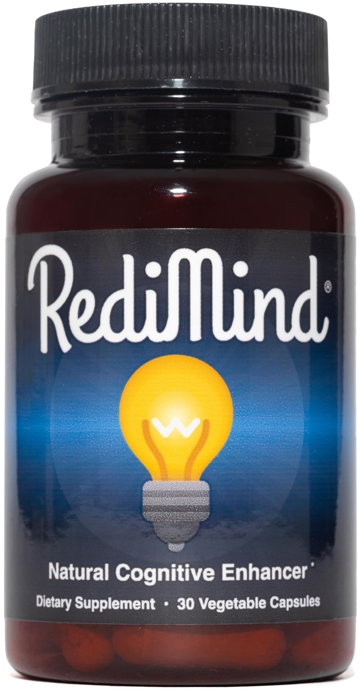 RediMind bottle with capsules front view