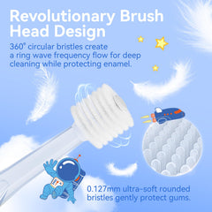 Close-up of the 360-degree cleaning head in action