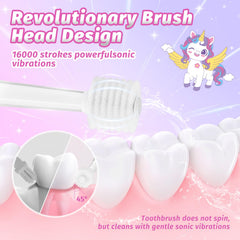 Side view of ReDISEN Kids Electric Toothbrush pink unicorn
