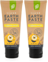 Front view of Redmond Earthpaste with Silver Lemon Twist Pack of 2 (4 oz tubes)