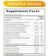 Nutrition label highlighting vitamins on Re-Lyte Immunity package