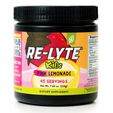 Front view of REDMOND Re-Lyte Kids Pink Lemonade electrolyte mix 7.62 oz