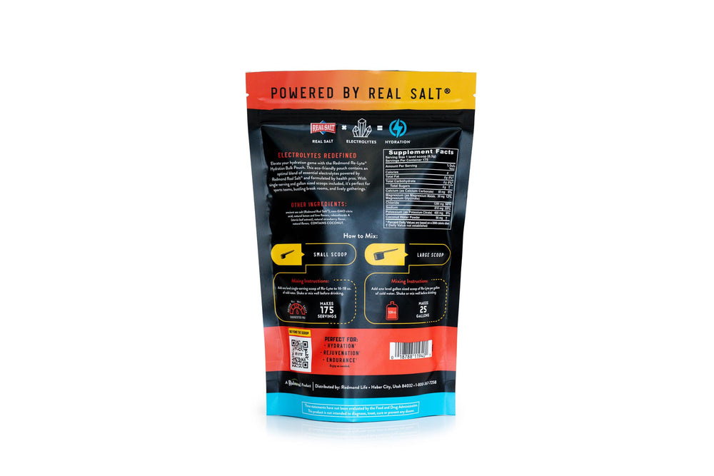 Redmond Real Salt mineral-rich unrefined salt shown for electrolyte balance.