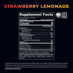 Redmond Re-Lyte Strawberry Lemonade glass highlighting refreshing flavor for daily hydration.