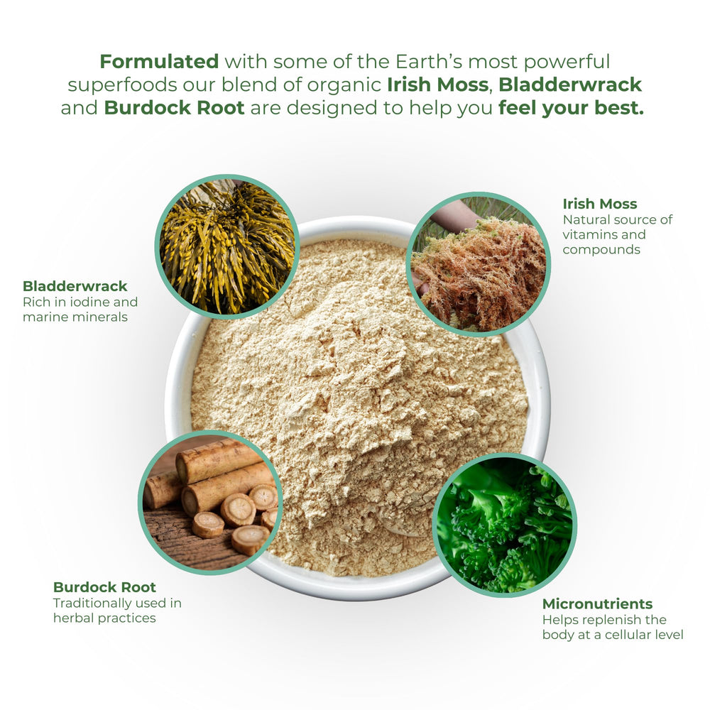 Key ingredients: sea moss, bladderwrack, burdock root