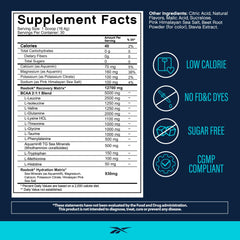 REECover nutrition panel showing 8g EAAs and 5g BCAAs