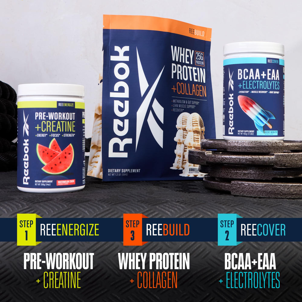 Reebok REEenergize detalle de sabor Manzana Verde Ácida para entrenamiento.